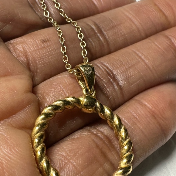 Gold Twisted Pendant Necklace - Picture 5 of 14